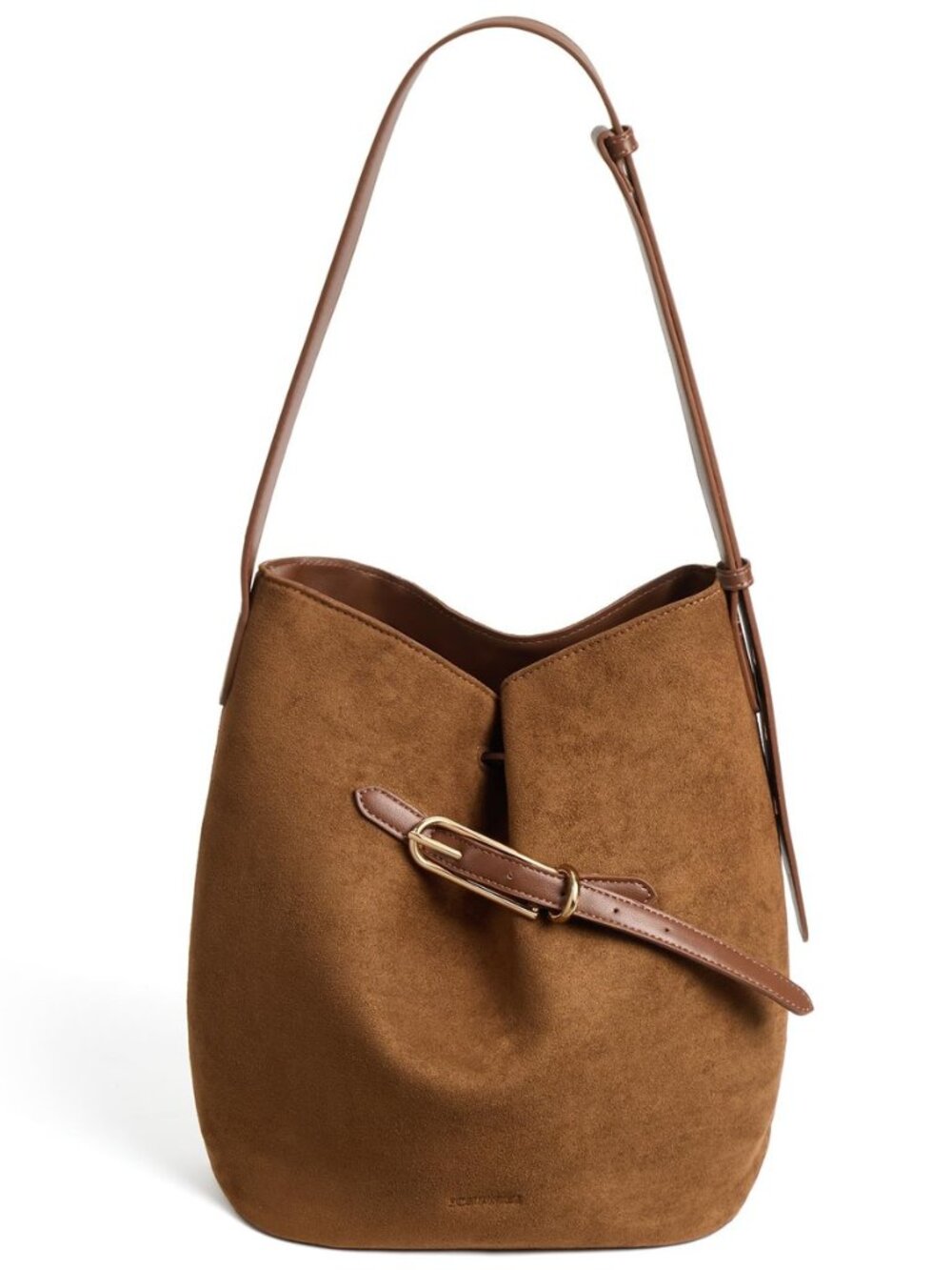 Suede Bucket Bag Soft Shoulder Purse Women Adjustable Strap